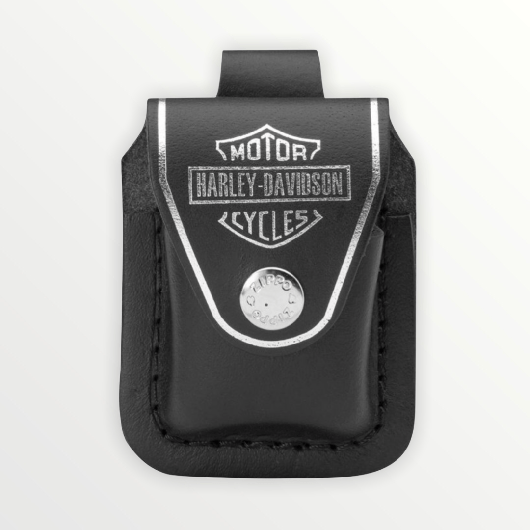 Zippo kožené pouzdro Harley-Davidson černé s klipem