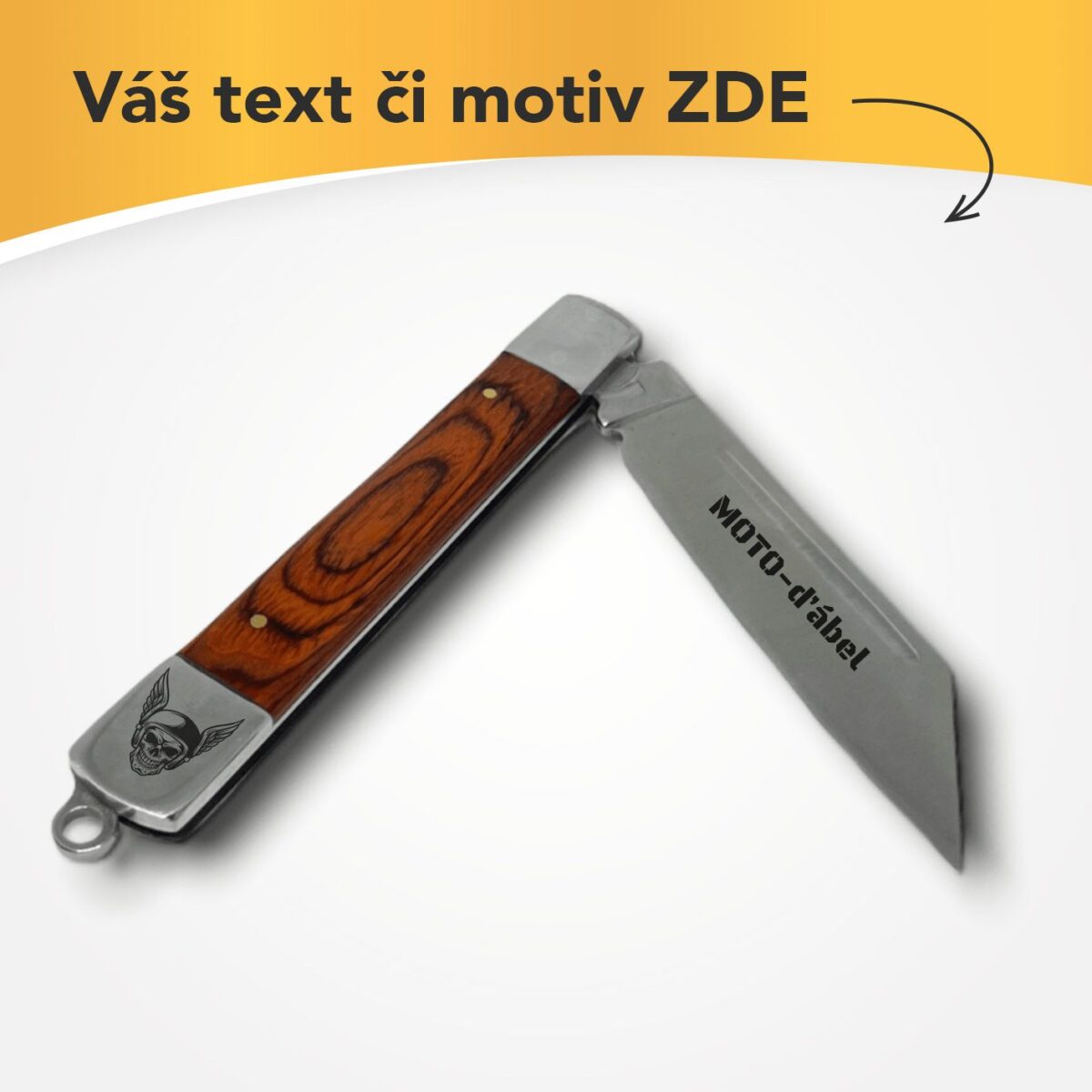 Kapesní nůž zavírací s dřevěnou rukojetí s vlastním textem nebo logem – 93934