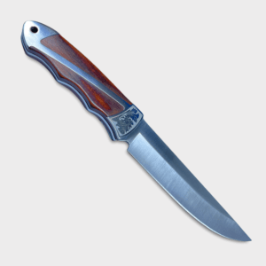Lovecký nůž s pouzdrem s rukojetí dřevo/kov s vlastním textem nebo motivem - 43243